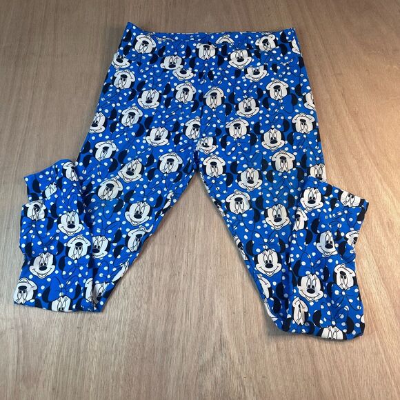LuLaRoe Disney Minnie Mouse Leggings Tall & Curvy Blue Polka Dot - Picture 1 of 5